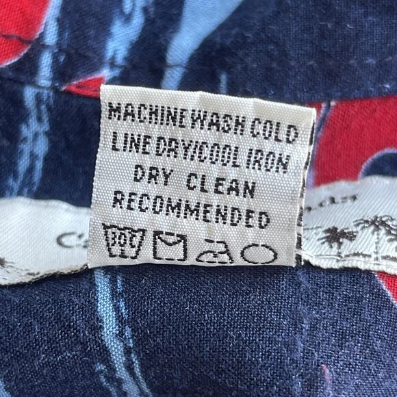 Casual Threads Shirt Mens 2XL Navy Blue Red Hawaiian Floral Rayon Camp Aloha - Picture 5 of 9